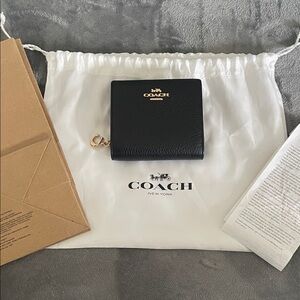 NWT Coach Black Pebbled Leather Wallet